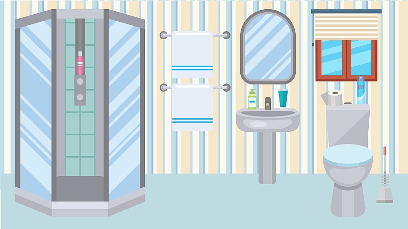 卫生间,水槽,毛巾,绘画插图,卫生,室内,镜子,浴室,矢量,家庭生活