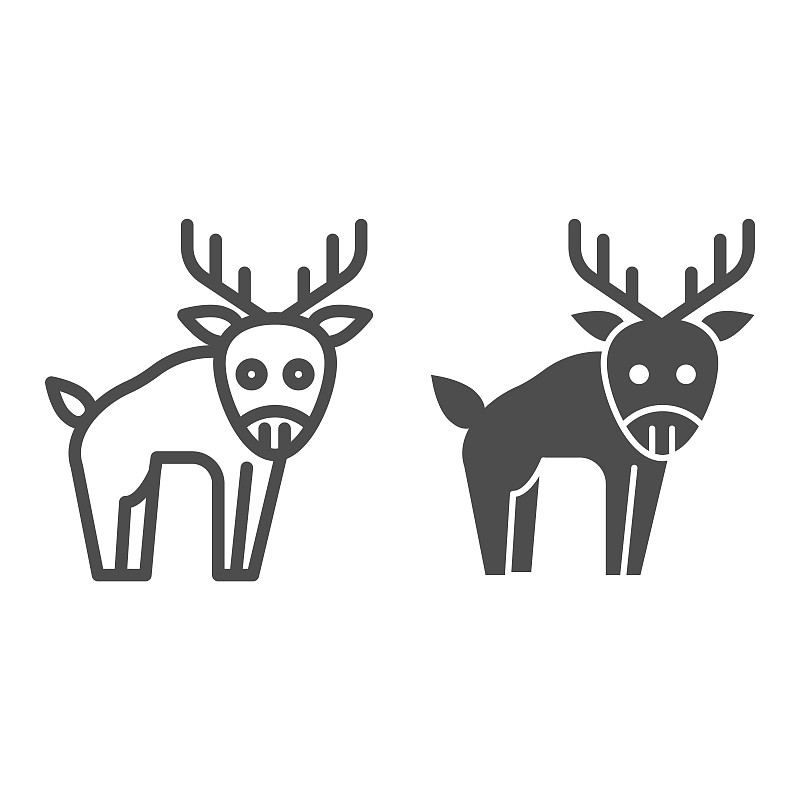 动物,轮廓,成一排,概念,计算机图标,野外动物,鹿,矢量,移动应用程序,剪影