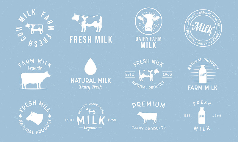 牛奶瓶,瓶子,母牛,标签,水滴,矢量,奶制品,绘画插图,剪影,设计