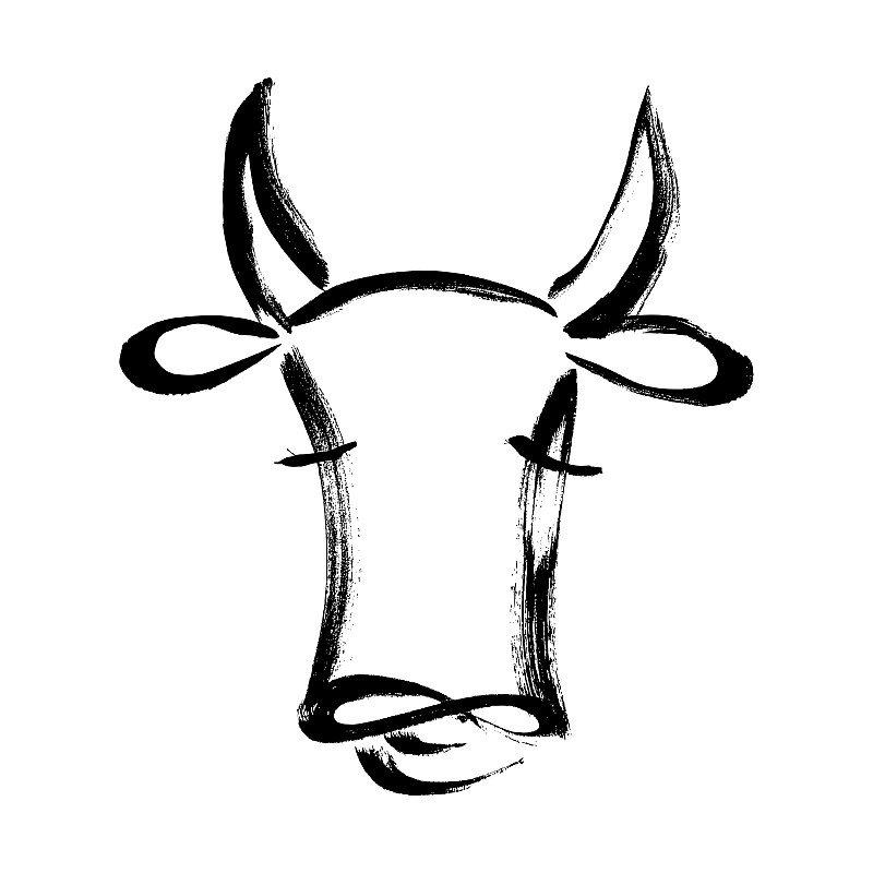 新年前夕,母牛,公牛,野牛,标志,2021,月亮,牛年,画画