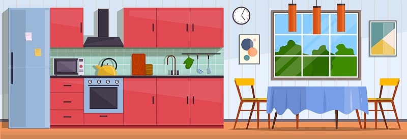 冰箱,炊具,椅子,装饰物,厨房,公寓,饮食,室内,家具,柜子