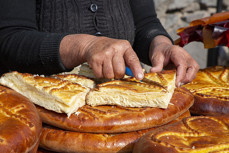 面包,亚美尼亚,传统,部分,小圆面包,清新,蛋糕,食品,一个人,女人