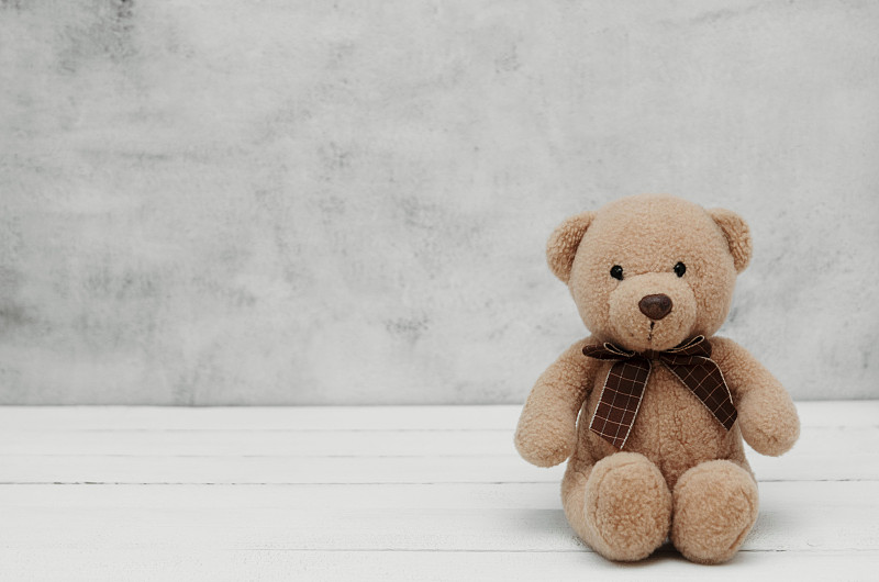 泰迪熊,童年,婴儿,留白,概念,分离着色,父母,软玩具,灰色背景,教育