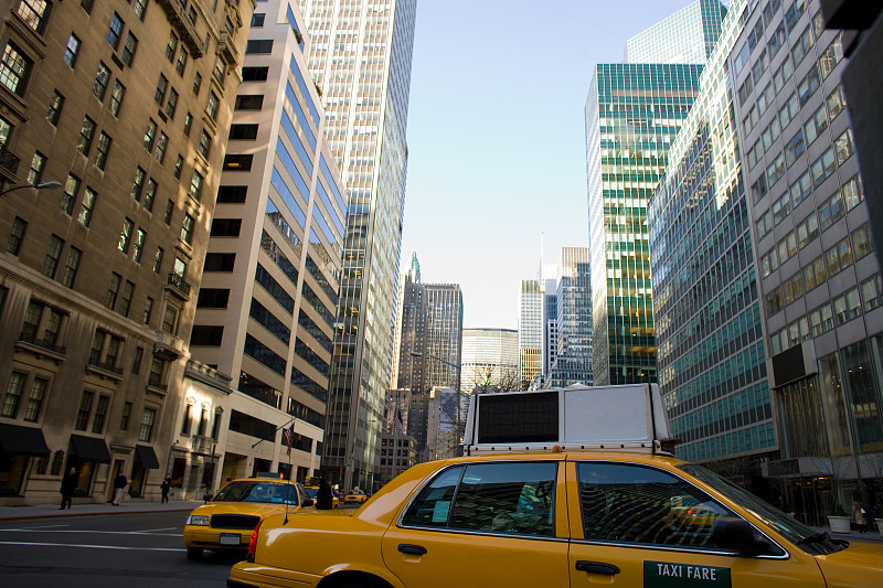 纽约,黄色出租车,派克大街,曼哈顿中心,城市生活,汽车,人类居住地,路口,交通方式,著名景点