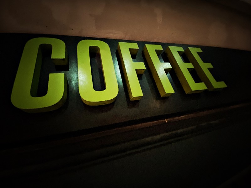 咖啡,标志,绿色,饮料,商务,城市生活,单词,背景分离,建筑物门,色彩鲜艳