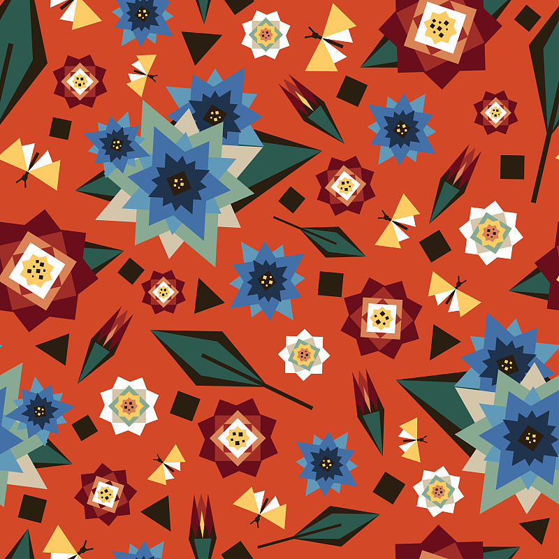 几何形状,壁纸,夏天,花朵,矢量,式样,橙色背景,华丽的,纺织品,橙色