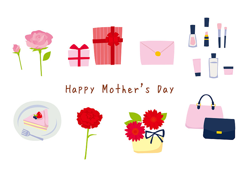 母亲节,幸福,玫瑰,蛋糕,信函,非洲雏菊,甜食,化妆用品,门前露台,康乃馨