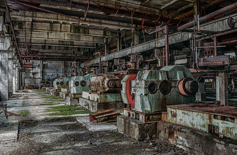 被抛弃的,生锈的,车间,制造机器,古老的,工厂,化石,部分,空的,车轮