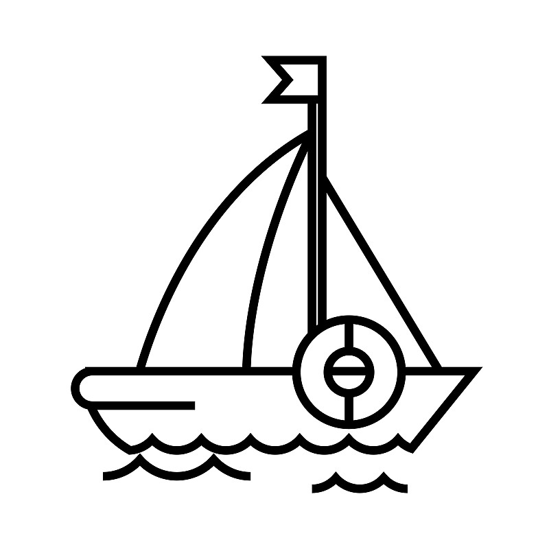 绘画插图,轮廓,符号,矢量,标志,帆船,概念,线图标,直的,巴士