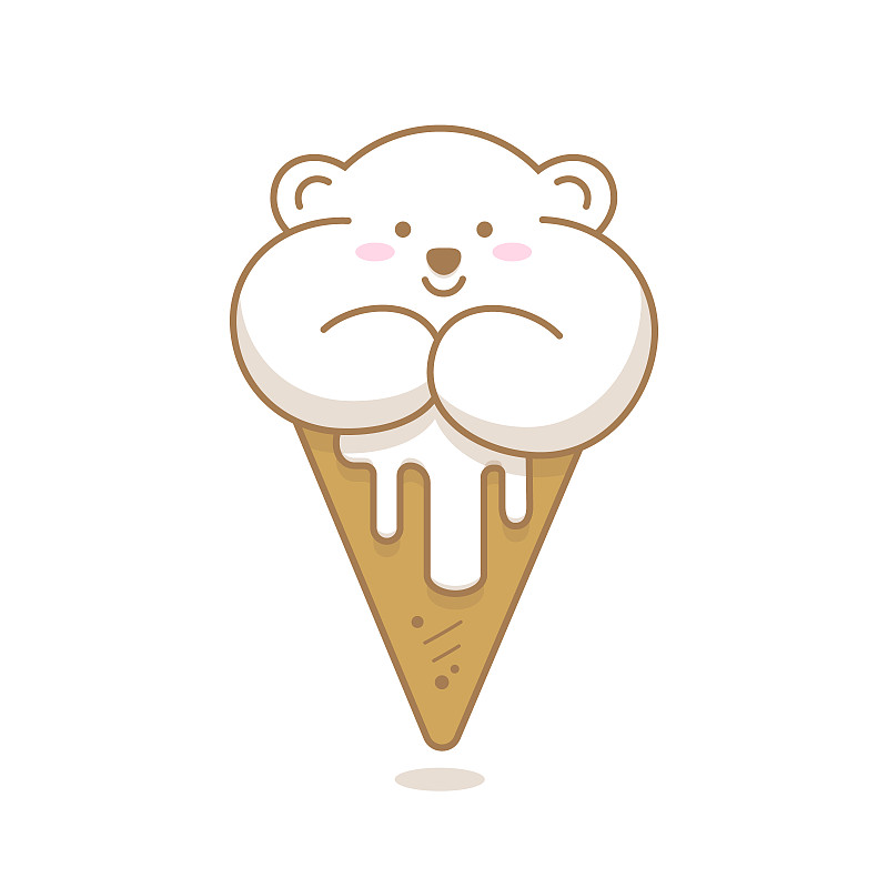 可爱的,绘画插图,白色背景,香草冰淇淋,矢量,北极熊,代表,分离着色,寒冷,清新