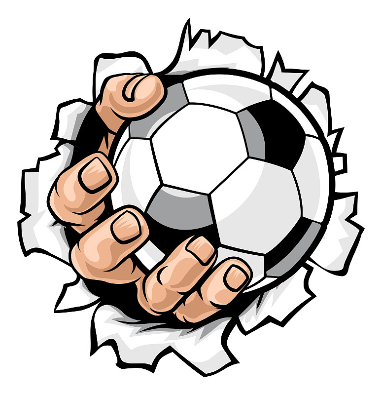 足球,手,扯开,背景聚焦,洞,运动,背景分离,球,橄榄球,一个人