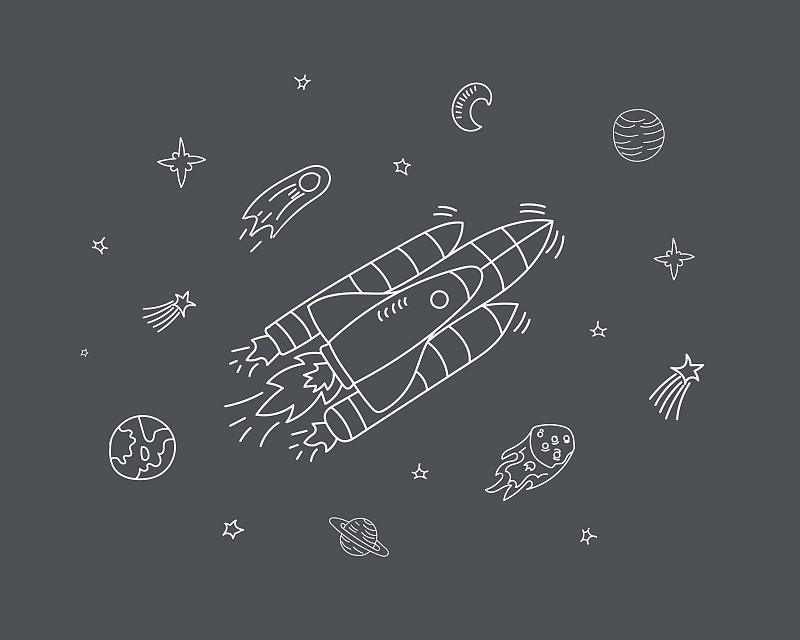星系,太空,卡通,太空船,技术,不明飞行物,火箭,行星,草图,乱画