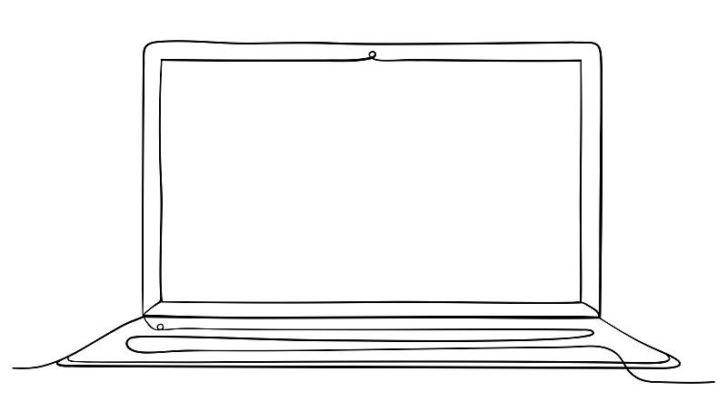 线条画,绘画插图,笔记本电脑,矢量,连续性,数字化显示,商务,线条,计算机,一个物体