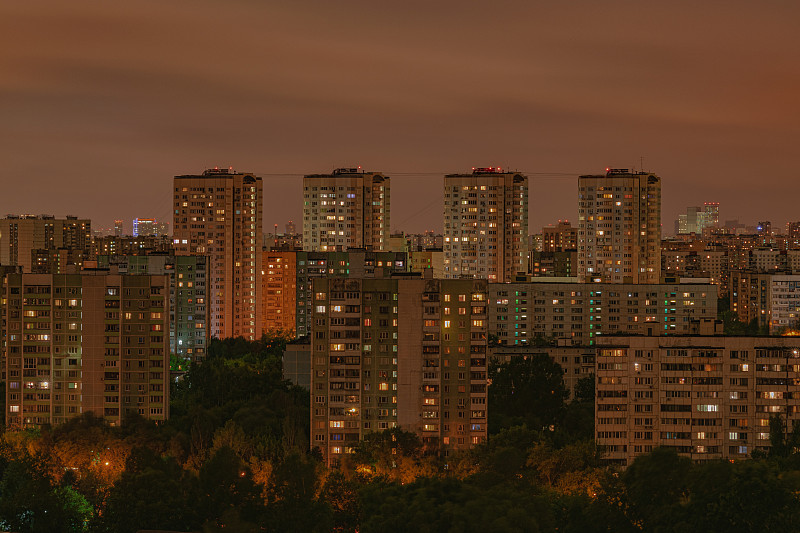 莫斯科,公寓,居住区,夜晚