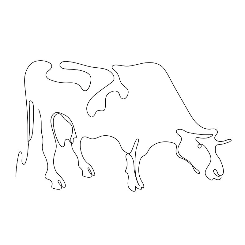 牛,极简构图,牲畜,矢量,数码图形,高雅,农业,线条,背景分离,牛奶