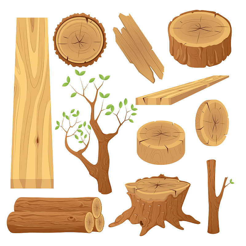 厚木板,圆木,木制,树桩,工业,矢量,材料,绘画插图,卡通,扁平化设计