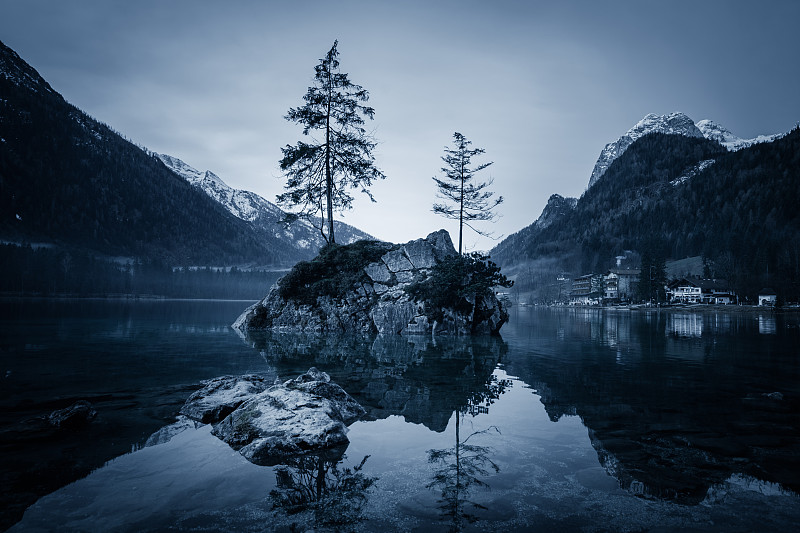 lake,hintersee,德国,寒冷,当地著名景点,安静,池塘,湖,岩石,户外,山脉