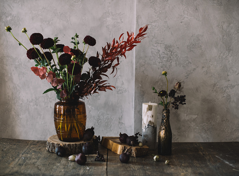 木制,桌子,花瓶,大丽花属,古典式,静物,图像,桉树,花