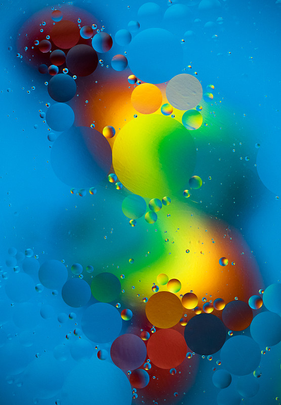 泡泡,幻想,水面,食用油,圆形,抽象,色彩渐变,背景,彩虹,水滴