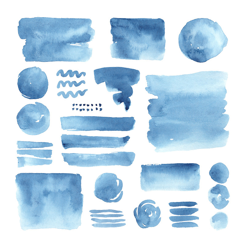 抽象,蓝色,水彩画,四元素