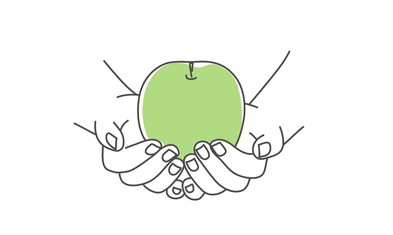 手,苹果,绿色