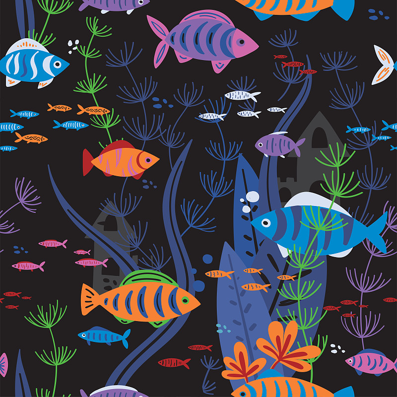 四方连续纹样,鱼类,水族馆,新生活