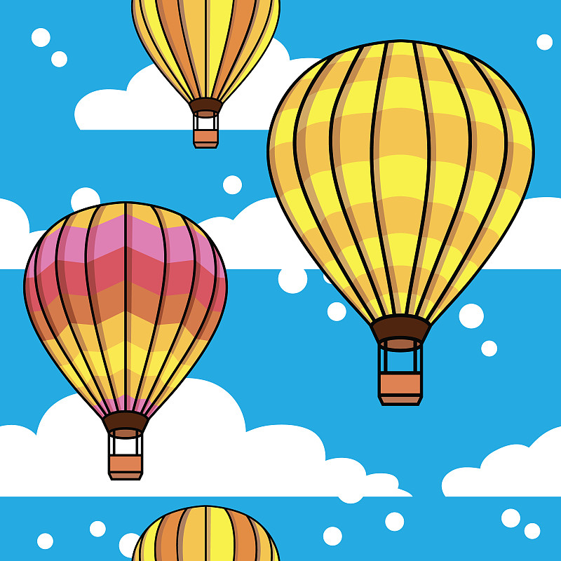 云,气球,四方连续纹样,矢量