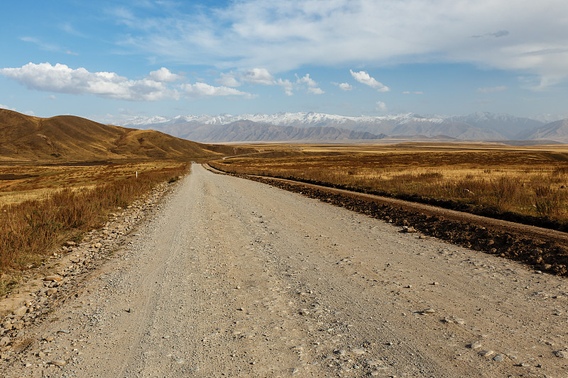 吉尔吉斯斯坦,公路,空的,沥青,山口,汽车,交通,环境,云,越过
