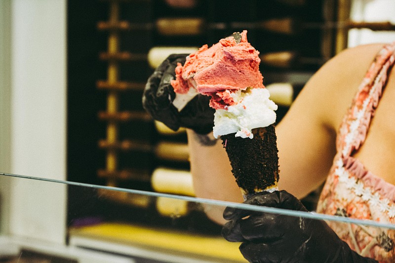 圆锥,黑色,冰淇淋,极简构图,上菜,女人
