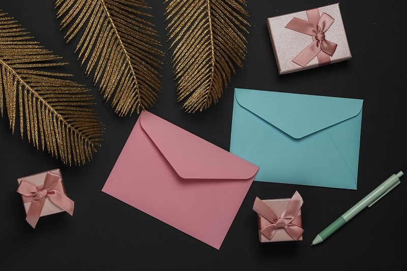 信封,情人节,盒子,棕榈叶,黄金,圣诞节,婚礼,礼物,生日,上装