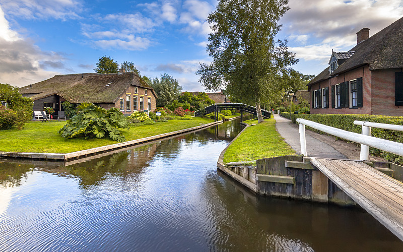 运河,乡村,传统,荷兰文化,草,建筑业,著名景点,茅屋屋顶,湖