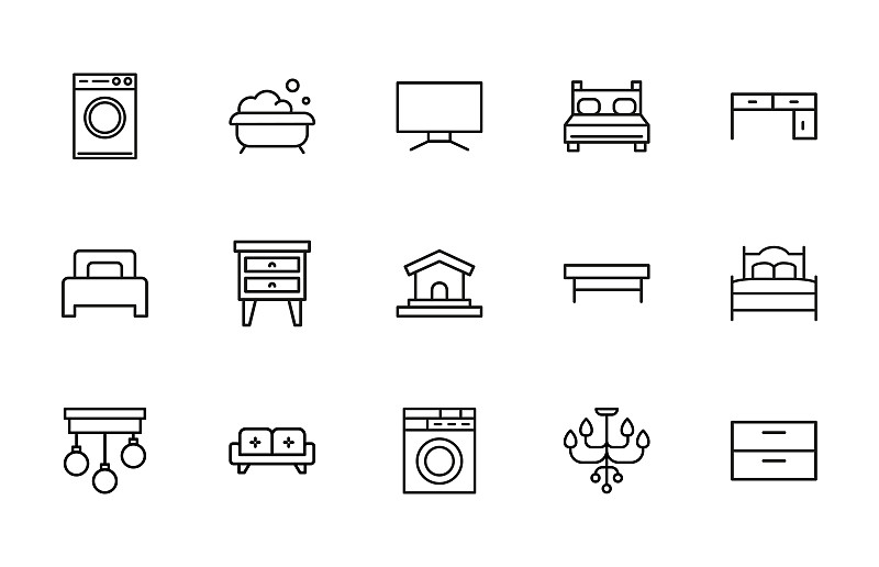 房屋,符号,现代,细的,简单,线条,平民,清洁工,布置