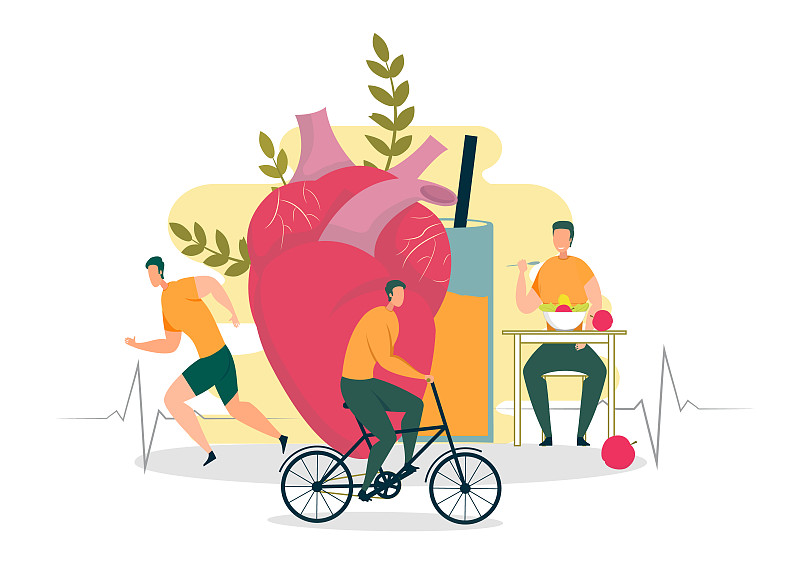 心型,蔬菜,脉搏图,运动,自行车,沙拉,水果,关爱,锻炼,吃