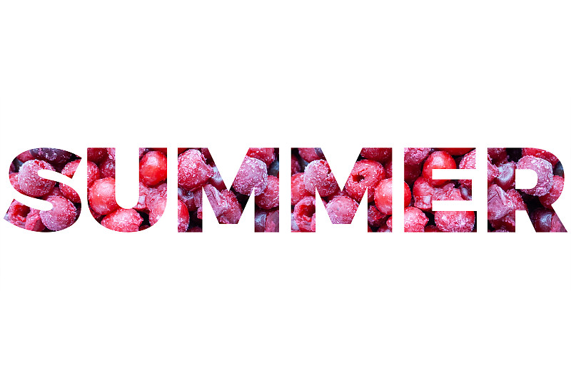单词,冻结的,樱桃,夏天,白色背景,分离着色,冰柜,背景分离,大写字母,想法