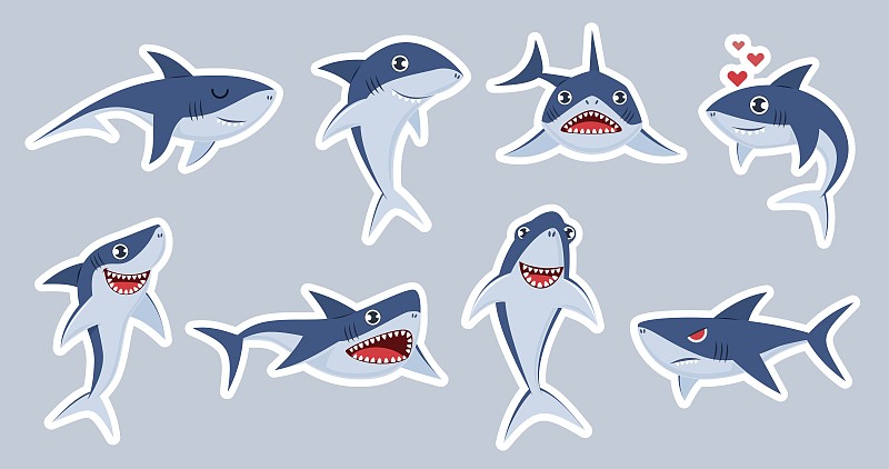吉祥物,鱼类,恐怖,鲨鱼,海洋,矢量,水下,幸福,游泳