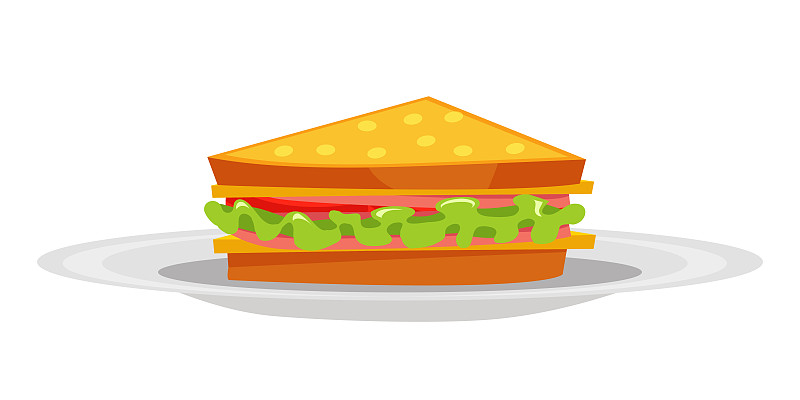 三明治,盘子,白色背景,分离着色,一个物体,背景分离,沙拉,白色,奶酪