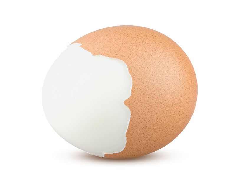 白色背景,特写,鸡,蛋,一半的,煮鸡蛋,去皮的,高处,选择对焦,分离着色