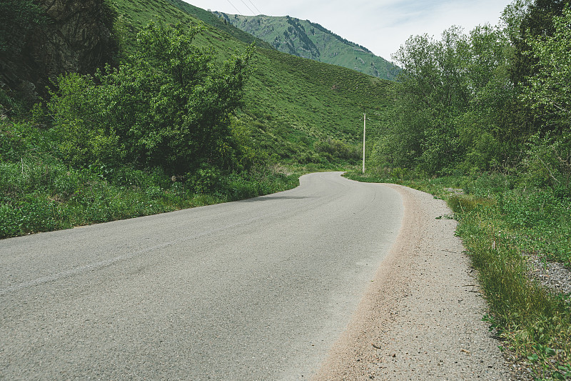 森林,山路,绿色,山,柏油路,旅途,沥青,云景,云,公路