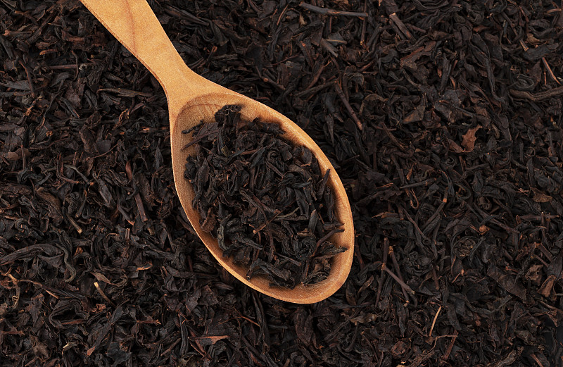 黑色,茶叶,干的,背景,木匙,分离着色,饮料,传统,斯里兰卡