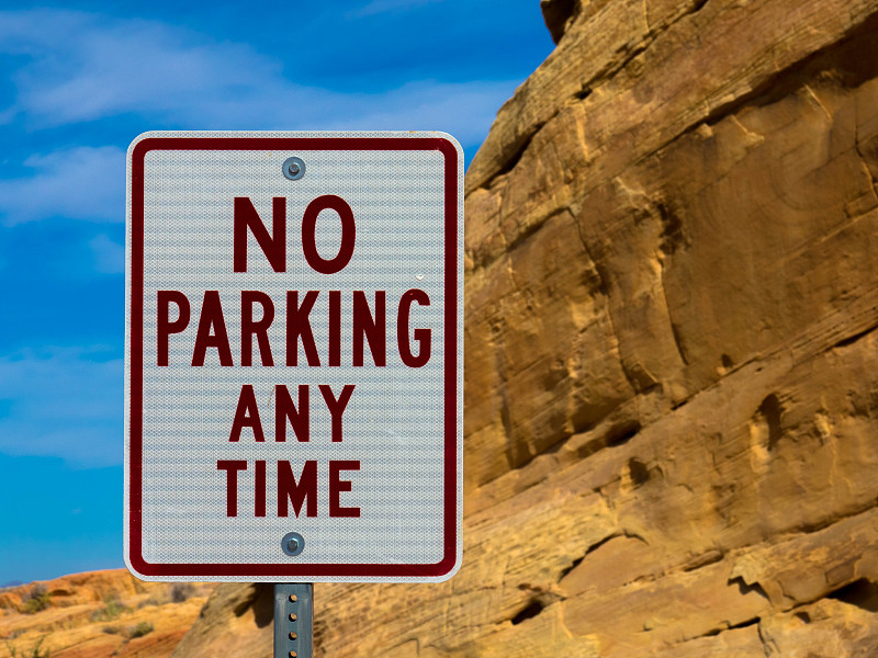 火焰谷州立公园,禁止泊车,纹理效果,交通,沙岩,无人迹,停车场,路边,消息,禁止的