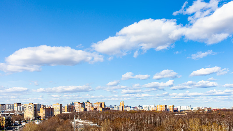 蓝色,公园,在上面,云,天空,市区路,云景,莫斯科,顶部