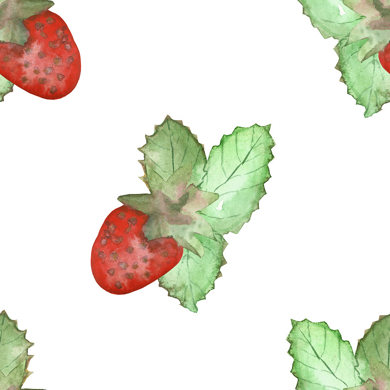 式样,红色,四方连续纹样,自然,叶子,野生植物,浆果,草莓,夏天