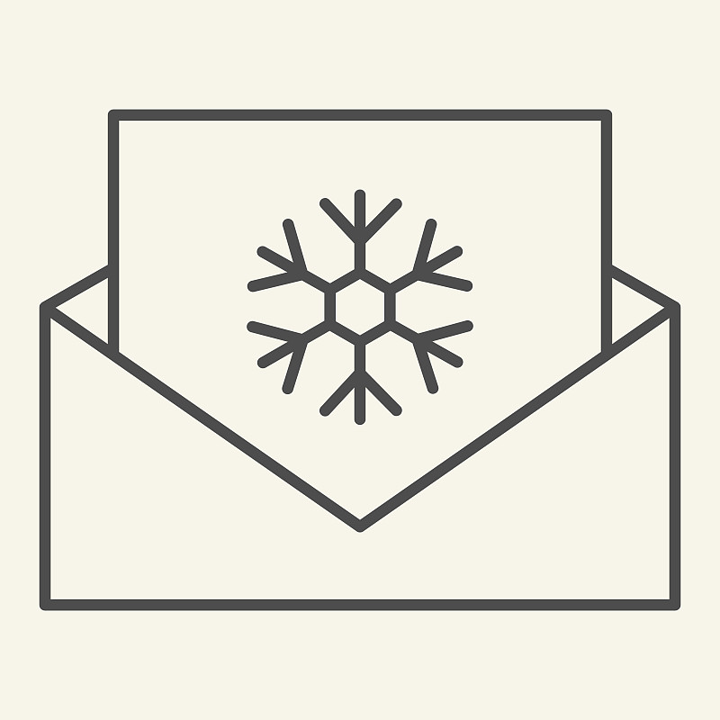 信函,计算机图标,矢量,轮廓,圣诞节,雪花,信封,细的,概念