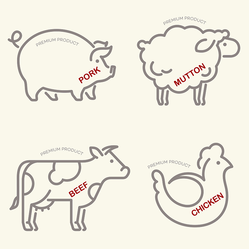 计算机图标,牲畜,矢量,猪,母牛,绵羊,鸡,直的,农业