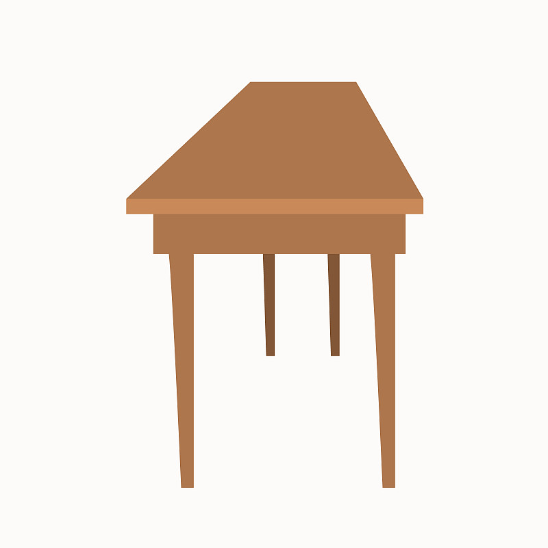 褐色,桌子,长方形,木制,动物腿,四个物体,侧面视角,空的,暗色,一个物体