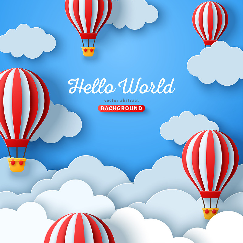 热气球,云,旅途,热,贺卡,复古风格,古典式,户外,三维图形