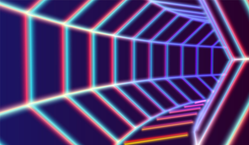 隧道,未来,霓虹灯,激光,太空,80年代风格,线条,空的,计算机,设计