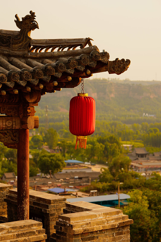 中国,建筑,平遥古城,传统,华丽的,灯笼,世界遗产,城墙,古董,著名景点
