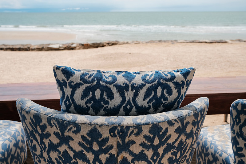 海滩,蓝色,枕头,平衡折角灯,白色,特写,华贵,舒服,野餐,休息