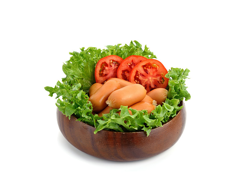 西红柿,切片食物,木制,碗,香肠,蔬菜,清新,泰国食品,莴苣,面包